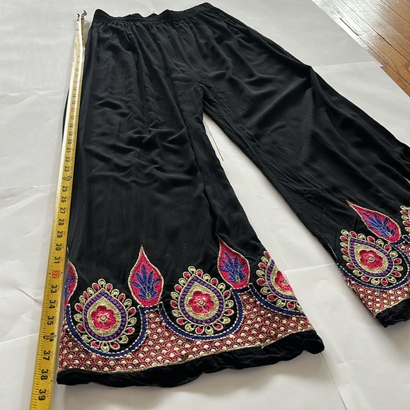 COPY - Ethnic Wear Handmade Indian Ultra Wide Leg Pants Embroidered stretchy on… - Picture 9 of 12